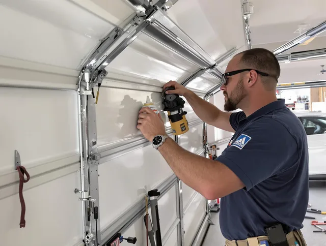 Griswold Garage Door Repair technician quieting a noisy garage door in Griswold