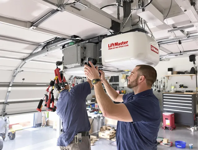 Griswold Garage Door Repair technician performing advanced diagnostics on garage opener in Griswold